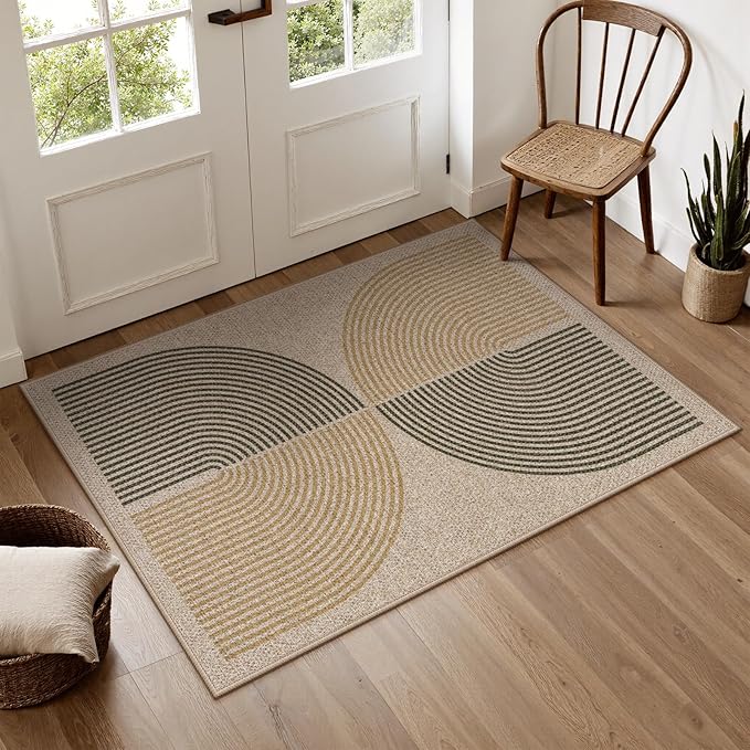 Lahome Rainbow Front Door Mat, 32"x48" Washable Non Slip Entry Way Rugs Indoor, Farmhouse Neutral Non Slip Non Shedding Lightweight Floor Carpet for Kitchen Bedroom Porch