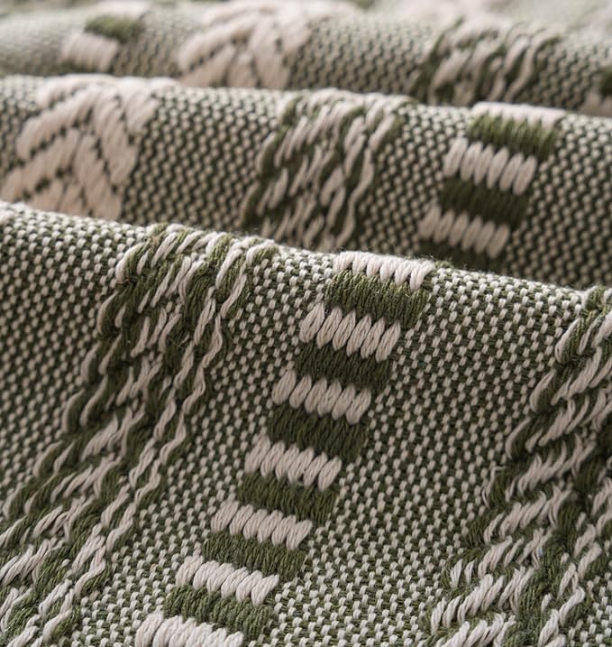 Boho Lumbar Pillow Covers 14x36 Long, Farmhouse Decorative Couch Pillow Cases, Green Accent Pillows of Bed, Sofa Bedroom Living Room Home Decor Cushion Cover, Pack of 1