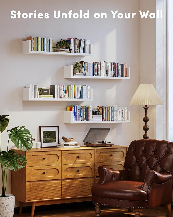 Wall Bookshelf, U Shaped Floating Bookshelf, Hanging Bookshelves
