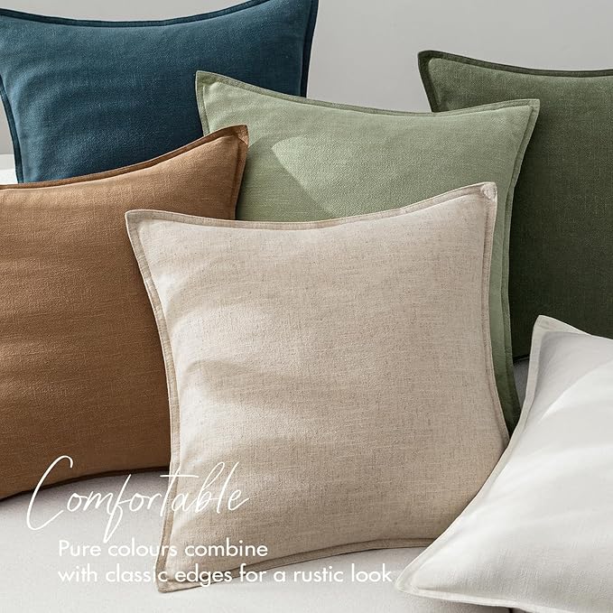 EMEMA Decorative Linen Throw Pillow Covers 22x22 Inch Navy Blue Boho Farmhouse Neutral Couch Throw Pillows for Bed Pack of 2 Accent Pillowcase Modern Sofa Cushion Livingroom Home