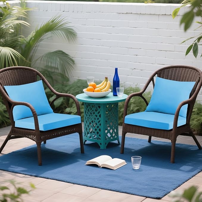 Outdoor Seat Cushion Set 22 x 22 In, Water-Resistant & Fade-Resistan, Patio Furniture Cushions with Removable Cover Deep Seat & Back Cushion with Handle and Adjustable Straps for Chair Sofa,2PC