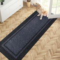 PURRUGS Dirt Trapping Door Mat 24" x 70", Non-Slip/Skid Machine Washable Entryway Rug, Shoes Scraper, Area Rug, Super Absorbent Welcome Mat for Muddy Wet Shoes and Paws, Bluish Grey & Charcoal