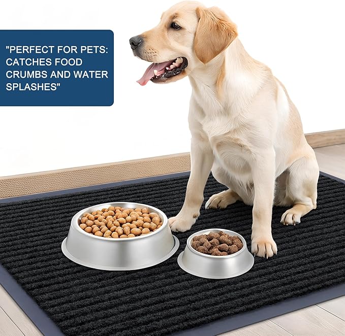 OLANLY Front Door Mat Indoor Outdoor Entrance, Waterproof Heavy Duty Doormat, Fade Resistant, Low Profile, Easy Clean Patio Porch Welcome Floor Mats for Entry, 71x47, Black