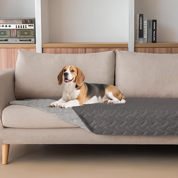 gogobunny 100% Double Sided Waterproof Dog Blanket Soft Pet Bed Cover Reversible Protect Furniture Couch Sofa Car for Puppy Cat Kids (Dark Grey/Light Grey, 30x70 Inch (Pack of 1))