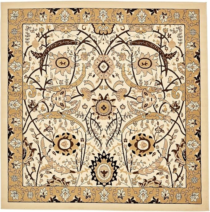 Unique Loom Espahan Collection Area Rug - Cape Cod (8'Square, Ivory/ Beige)