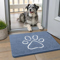 Smiry Dog Door Mat for Muddy Paws, Absorbent Dirt Trapper Non Slip Quick Dry Washable Chenille Mat for Mud Dogs, Entry Rug for Indoor and Outdoor (24x16 Inches, Airy Blue and White)
