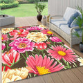 Vibrant Floral Outdoor Rug Modern Flower Texture Rugs for Patio Deck Porch Balcony Waterproof Non Slip Camping Garden Large Outside Carpet Easy Clean Machine Washable Pool Mat Pink 6x8