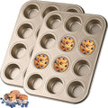 Audingull Mini Muffin Pan, Premium Small Cupcake Pans, Carbon Steel 12-Cup Muffin Tin, Versatile Non-Stick Bakeware