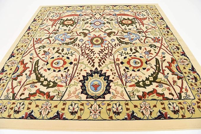 Unique Loom Espahan Collection Area Rug - Cape Cod (8'Square, Cream/ Black)