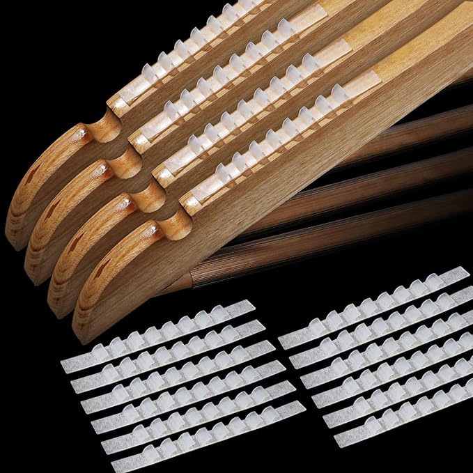 Yalikop 200 Pcs Non Slip Rubber Clothes Hanger Grips Adhesive Clothing Hanger Grip 2.8 x 0.2 Inch Clothes Hanging Accessories with Fins Strips Grippers for Home Stores Use (Clear)