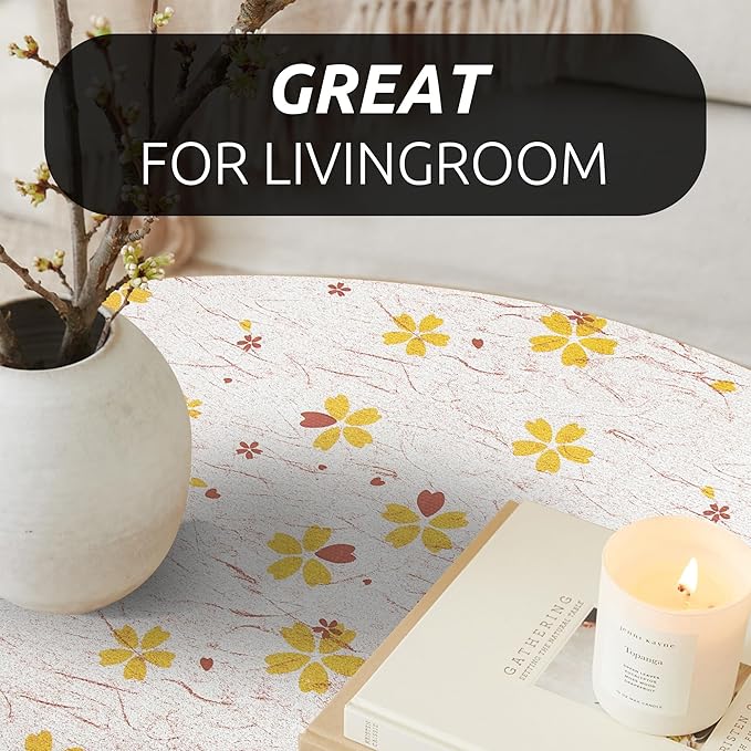 RAY STAR 18X96 Inch Shelf Liner for Kitchen Cabinets, Non-Adhesive Cabinet Liner Washable, PVC Drawer Liner for Dresser Non-Slip Bathroom (Yellow-Floral)(5 Roll)