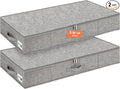 punemi 5 inches High Low Profile Under Bed Storage with Sturdy Sides & Bottom – Ideal for Under Couch, Crib, Clothes & Toy Storage, 2-Pack Grey