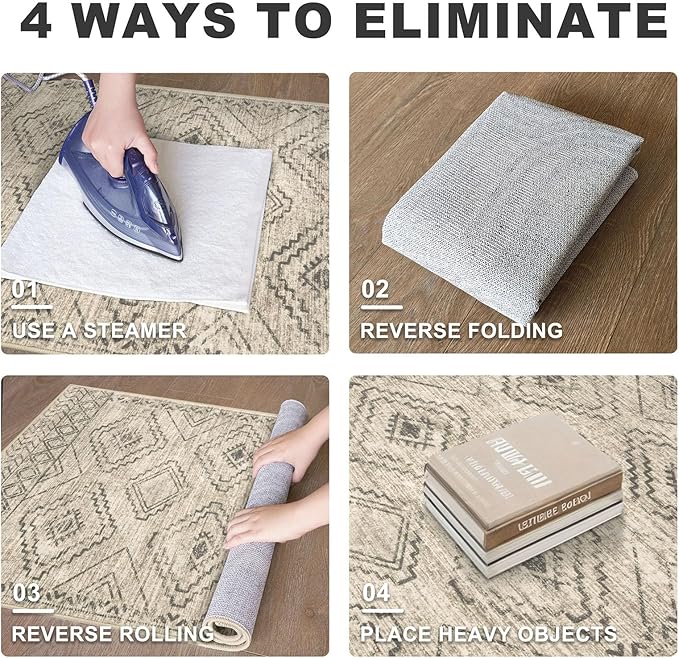 KILOCOCO Hallway Runner Rug 2'x10' Runners for Hallways Washable Runner Rug Non Slip Rubber Backed Low-Pile Runners for Bedroom Kitchen Living Room Laundry Room Boho Rugs, Beige/Gray/Green