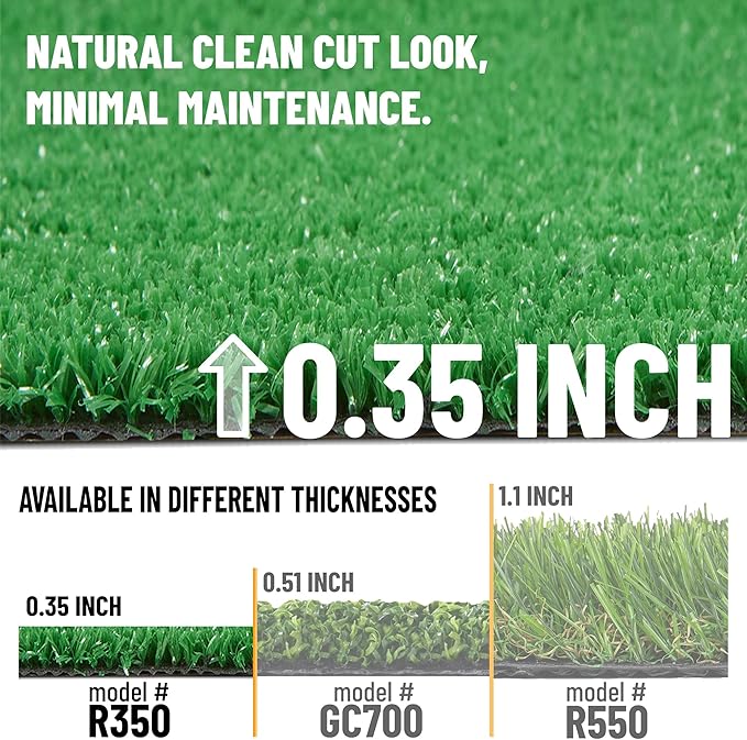 Ottomanson Artificial Grass Turf 6'6" x 12' Indoor Outdoor Faux Grass Rug with Drainage Holes, Customizable with Extra Long Size Options, Perfect for Patio Lawn Balcony Weddings Photoshoot Backdrop