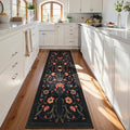 LIVEBOX Black Runners for Hallway - Boho Floral 2'6"x8 Washable Runner Rug, Non-Slip Kitchen Runner Rug, Soft Low-Pile Non-Shedding Carpet Runners for Hallway Entryway Bedroom Bathroom Farmhouse
