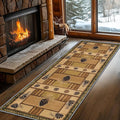 Pinecone Runner Rug, 3x12ft Rustic Country Style Hallway Runner Rug - Corridor & Foyer Area Rugs, Washable Non-Slip Mat, Country Home Decor Carpet for Indoor Living Room Hallway Spaces