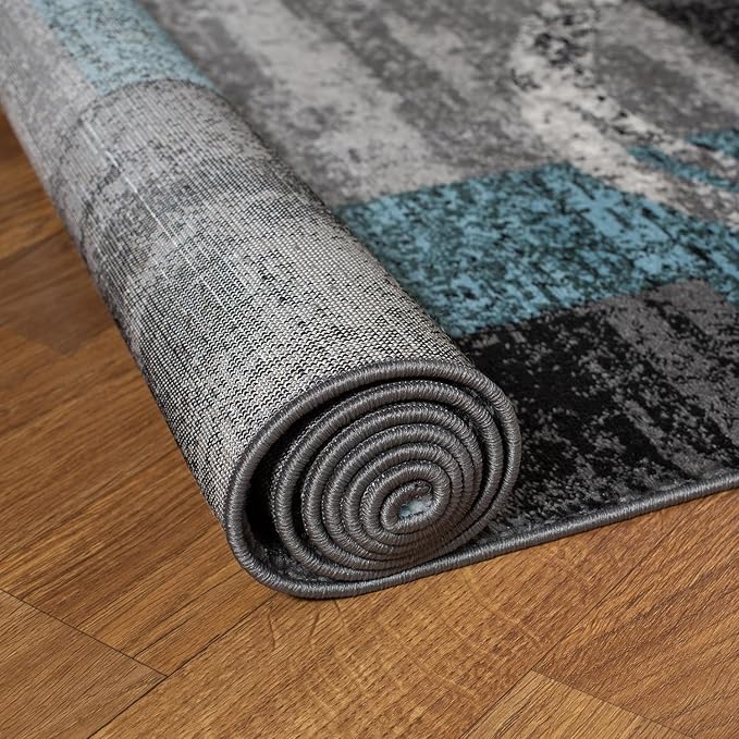 Rugshop Contemporary Circle Design Runner Rug, Non-Shedding Carpet for Hallway, Kitchen, or Foyer, Gray, 2'7" x 8'