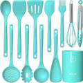 Silicone Cooking Utensils Set - 600°F Heat Resistant, Nonstick Kitchen Utensil Set with Spatulas, Spoons, Whisk, Tongs, BPA Free, Dishwasher Safe (Gray)
