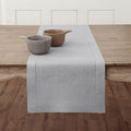 Solino Home Linen Soft Grey Table Runner 36 Inches - Classic Hemstitch, 100% Pure Linen Coffee Table Runner 14 x 36 Inch Ideal for Dresser Tables - Winter, Christmas, New Year