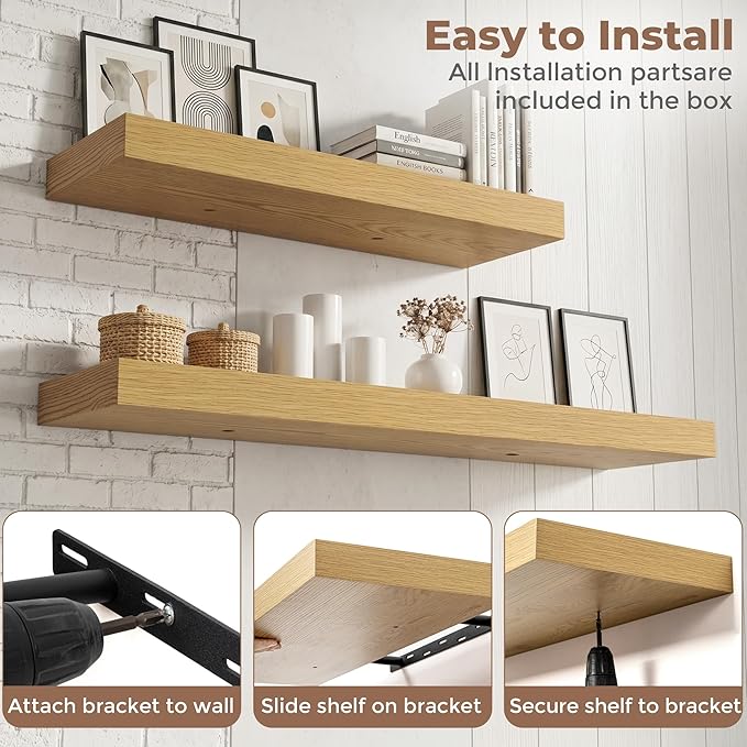 FLYJOE Floating Shelves for Wall, 48 Inch Floating Shelves Set of 1, Kitchen
