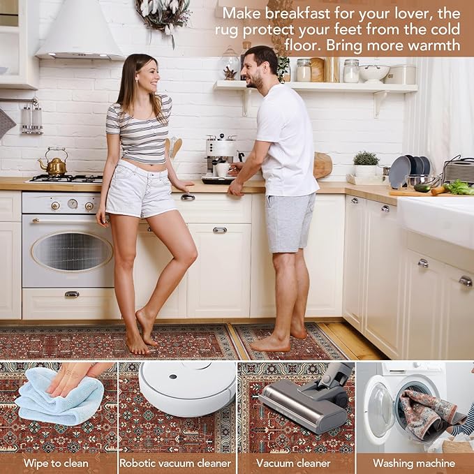 Washable Hallway Runner Rugs 2x8 Stain Resistance Runners for Hallways Kitchen Entrance Non-Slip Runner Rugs Laundry Room Rug