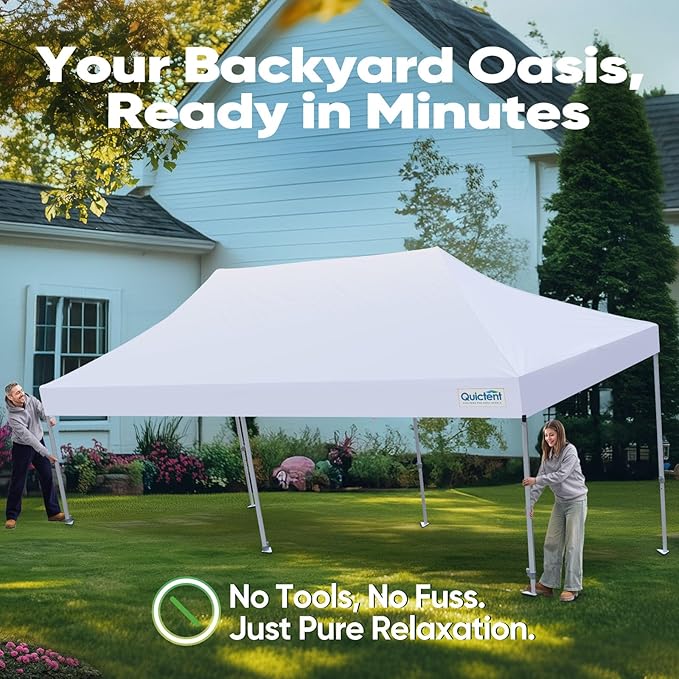 Quictent 10x20 Heavy Duty Pop Up Canopy Tent with Sidewalls, Hexagonal Legs- Commercial Instant Shelter with 3-Year Frame Warranty, 800D Waterproof Oxford Fabric for Weddings, Events, Outdoor Markets