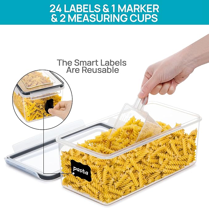 Vtopmart Pasta Storage Containers, 4 Pack, 3.2L Airtight Canisters