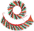 Zwiebeco 32Ft Red Green Christmas Pennant Banner Triangle Flags Fabric Bunting Garland Red-Black Plaid Checkered Cotton Flag for Xmas Birthday Wedding Christmas New Year Party Home Garden Decorations