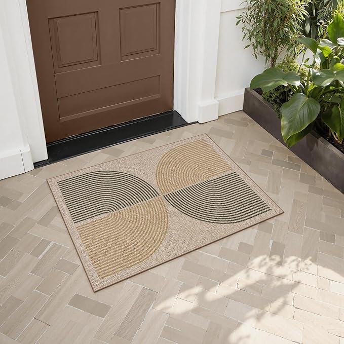 Lahome Rainbow 20"x32" Door Mat Indoor Entrance, Small Indoor Outdoor Door Easy Jute Rug, Farmhouse Neutral Non Slip Non Shedding Washable Kitchen Mats for Floor Entryway