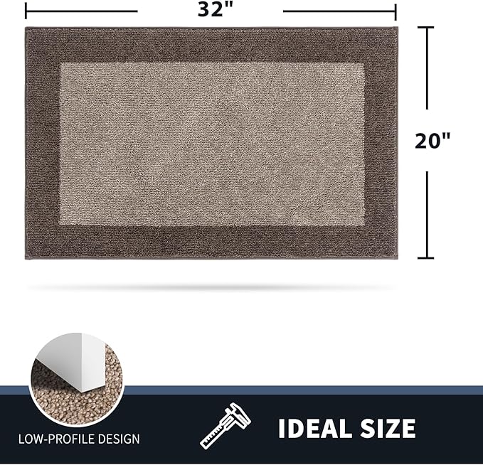 PURRUGS Dirt Trapping Door Mat 20" x 32", Non-Slip/Skid Machine Washable Entryway Rug, Shoes Scraper, Throw Rug, Super Absorbent Area Rug for Muddy Wet Shoes and Paws, Beige & Grayish Brown