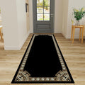 Greek Key Runner Rugs, 2x7ft, Vintage Traditional Tribal Black and Gold Color Stain Resistant Long Rug Runners, Entryways Non Slip Washable Sturdy Room Decor Mat for Kitchen Bedroom