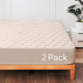 Hearth & Harbor 2 Pack California King Size Quilted Fitted Mattress Pad Cover, 100% Waterproof Mattress Protectors, Deep Pocket Fitted Mattress Cover 8" - 21" (72" x 84", Beige Cream)