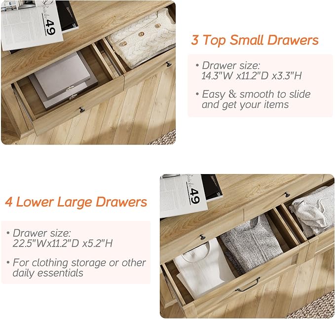 WAMPAT Farmhouse 7 Drawers Dresser