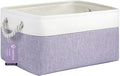 Large Storage Baskets- 15.7x11.8x8.26 inch Storage Bins for Shelves and Closet Organizing, Foldable Fabric Bin for Home Organization Clothes and Laundry (1-Pack, White&Purple)