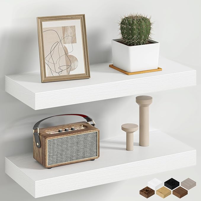 Fun Memories 16 Inch Floating Shelves Wall-Mounted, Engineered Wood Wall Shelves