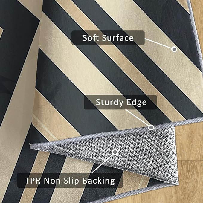 Modern Geometric Rug, Washable 4x5 Rug for Living Room, Herringbone Chevron Patterned Indoor Carpet, Modern Geometric Decor for Home, Bedroom, Soft Non Slip Thin Design FER75
