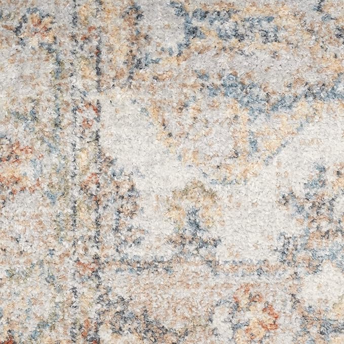 Nourison Home Astra Machine Washable Traditional Grey/Multi 4' x 6' Area Rug, Easy Cleaning, Non Shedding, Bed Room, Living Room, Dining Room, Kitchen (4x6)