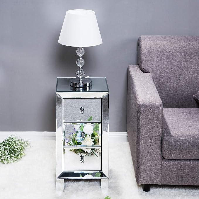 Mirrored End Table Modern Small Sofa Corner Table