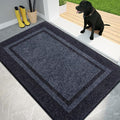 PURRUGS Dirt Trapping Door Mat 32" x 48", Non-Slip/Skid Machine Washable Entryway Rug, Shoes Scraper, Area Rug, Super Absorbent Welcome Mat for Muddy Wet Shoes and Paws, Bluish Grey & Charcoal