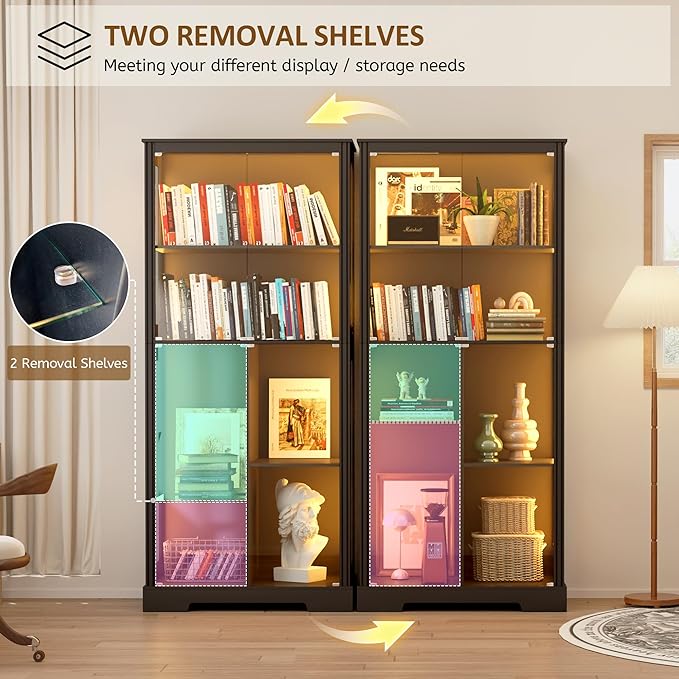 Gurexl Modern Glass Display Cabinet