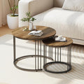 Garden 4 you Nesting Coffee Table, 23.6" Round Coffee Table Set of 2, Wooden