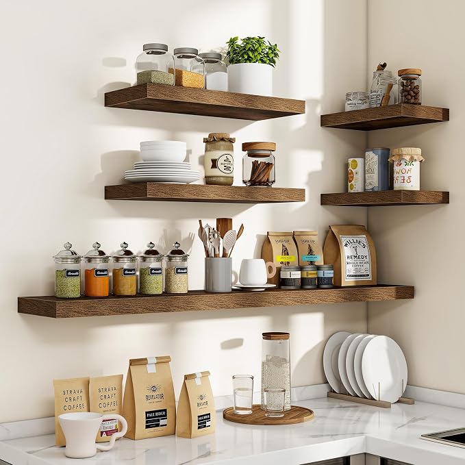 Acovy 24 Inch Floating Shelves, 3D Textured 24"x9.25"x1.5" Inch Deep Floating