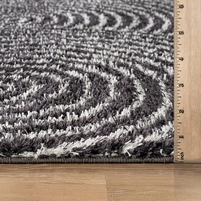 Rugshop Circles Arch Shag Area Rug Anthracite Dark Gray 7' 10" x 10' Perfect for Large Living Rooms, Dining Areas, or Master Bedrooms