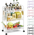 TOOLF 3-Tier Metal Rolling Cart, Mesh Wire Easy Assemble Utility Cart, Storage
