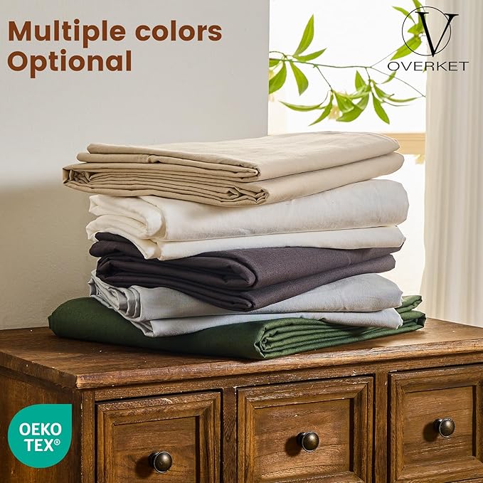 100% Linen Sheet Set Queen Size Extra Deep Pocket Fits 18-24 Inch Mattress, Breathable & Soft, Smooth 6-Piece Set for Thick Mattresses Hotel Luxury Bedding（Queen, Grey）
