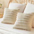 BEDELITE Velvet Pillow Covers 18x18 with Zipper, 2 Pack Super Soft Square Pillow Covers for Bedroom, Sofa, Luxury Cozy Fleece Pillowcases for All Seasons(18x18 Inches, Beige-Boho)