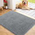 OLANLY Dog Door Mat for Muddy Paws 40x32, Absorbs Moisture and Dirt, Absorbent Non-Slip Washable Doormat, Quick Dry Chenille Mud Mat for Dogs, Entry Indoor Entryway Carpet for Inside Floor, Grey