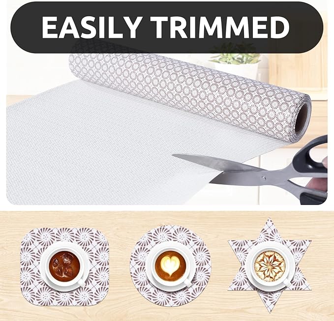 RAY STAR 12X120 Inch Shelf Liner for Kitchen Cabinets, Non-Adhesive Cabinet Liner Washable, PVC Drawer Liner for Dresser Non-Slip Bathroom (Circle)(8 Roll)