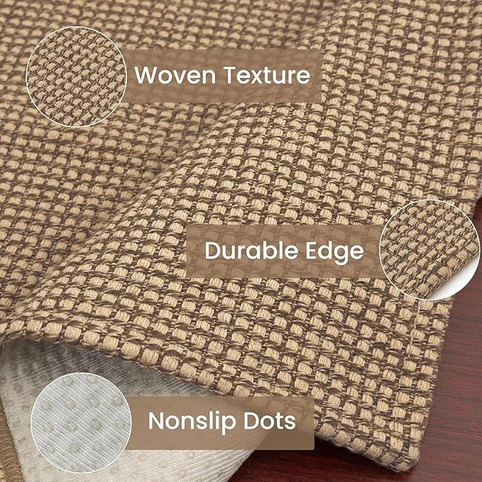IOHOUZE Washable Exrea Long Hallway Runner Rug 3x18 Non Slip Rubber Backed Kitchen Runner Entryway Runner Indoor, Woven Rugs Floor Carpet for Kitchen Hall Entryway Stair, Orange/Tan/Brown