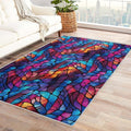 Abstract Rug, 7x10 Rug, Stained Glass Rugs for Living Room Bedroom, Modern Large Area Rug, Washable Rug Non Slip Soft Indoor Carpet, Kids and Pets Friendly, Abstract Home & Room Decor